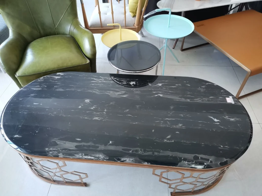 Northern Europe Modern Marble Coffee Table Bedroom Iron Small Round Tea Table