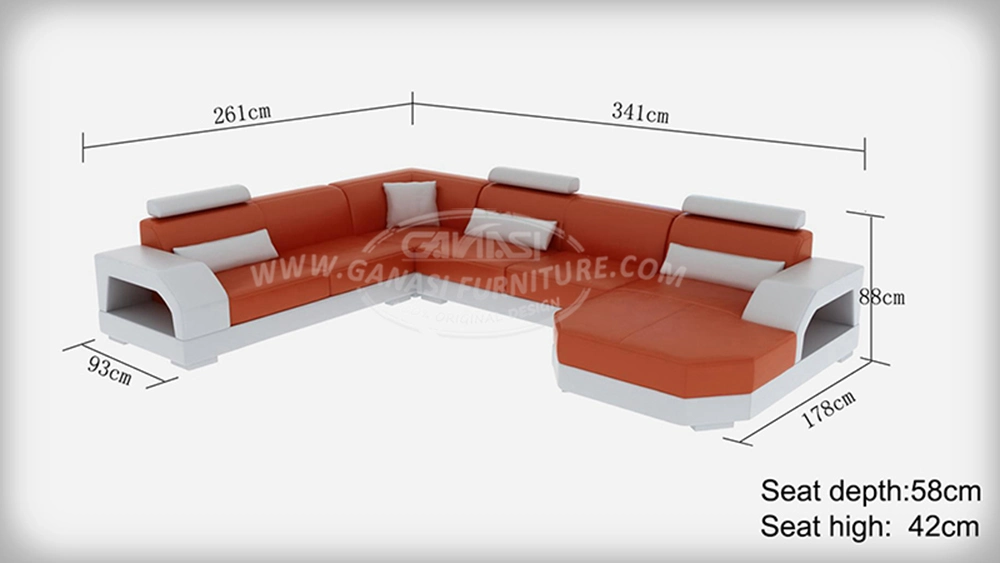 Apartment Furniture Customized Living Room Leather Custom Sofa Sets with Coffee Table
