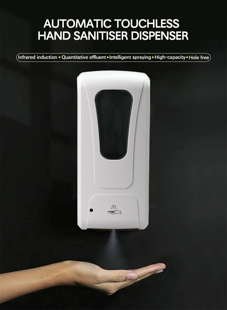 Professional Production Bathroom, Kitchen, Hotel, Restaurant, Non-Contact Wall-Mounted 1200ml Alcohol Hand Sanitizer Soap Dispenser