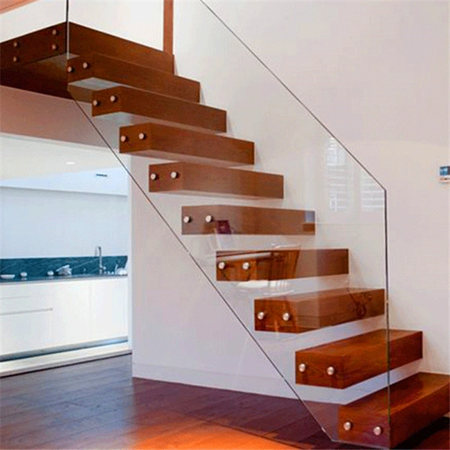 30-80 mm Thick Customized Oak Hardwood Floating Staircase