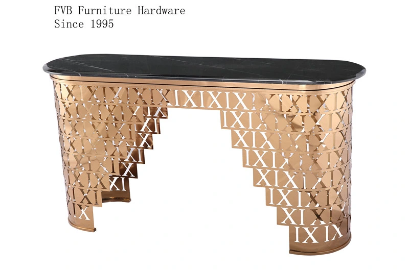 Stainless Steel Console Table with Nature Marble Top