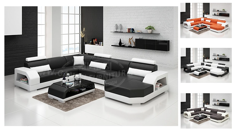 Apartment Furniture Customized Living Room Leather Custom Sofa Sets with Coffee Table