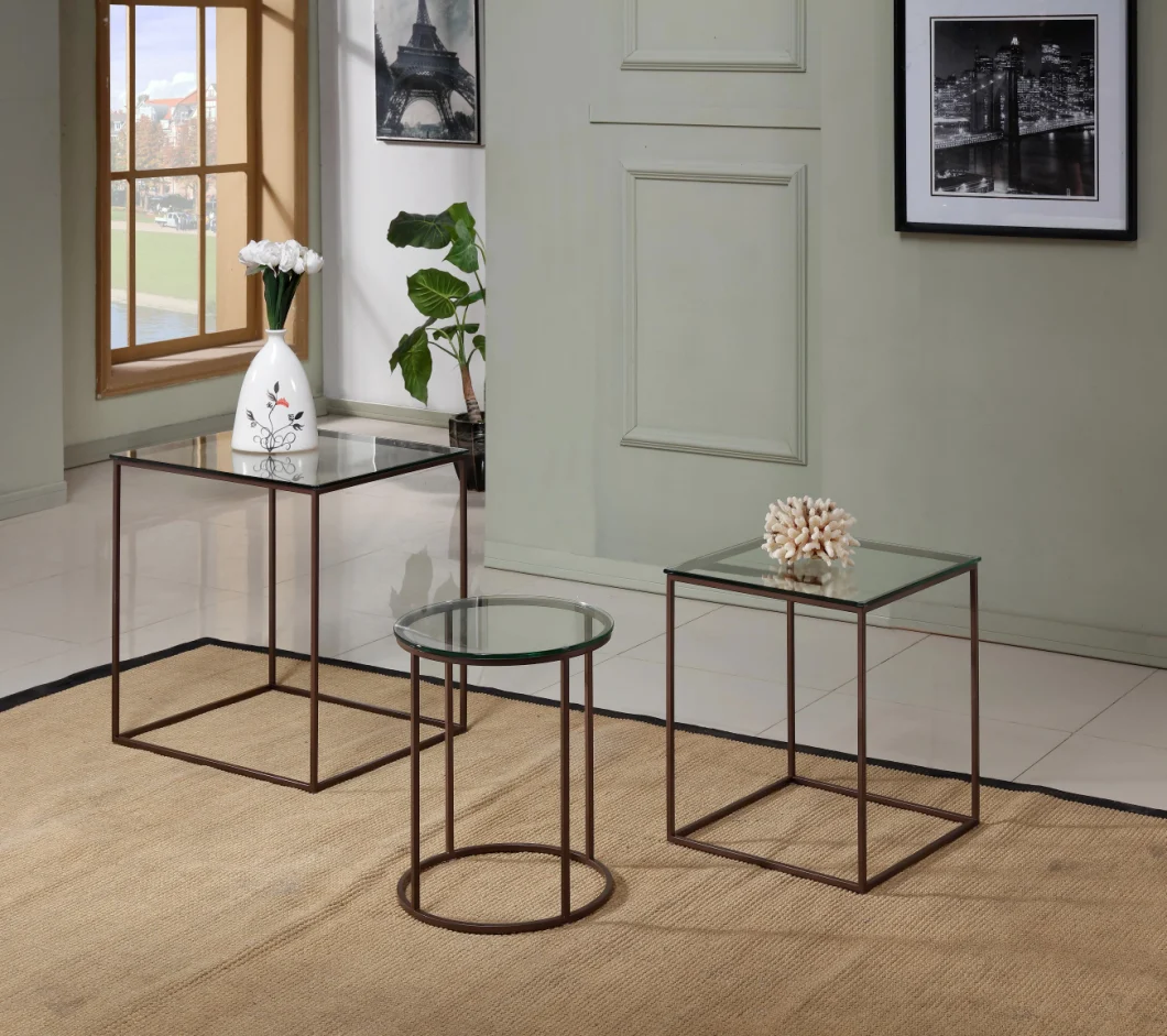 2019 New Design Modern Home Furniture Round Glass Coffee Table