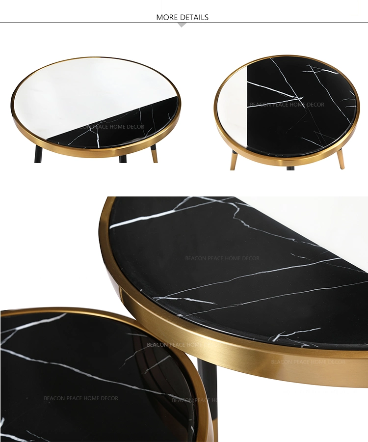 Elegant Stainless Steel Bird Nest Marble Top Coffee Table / Center Table Design