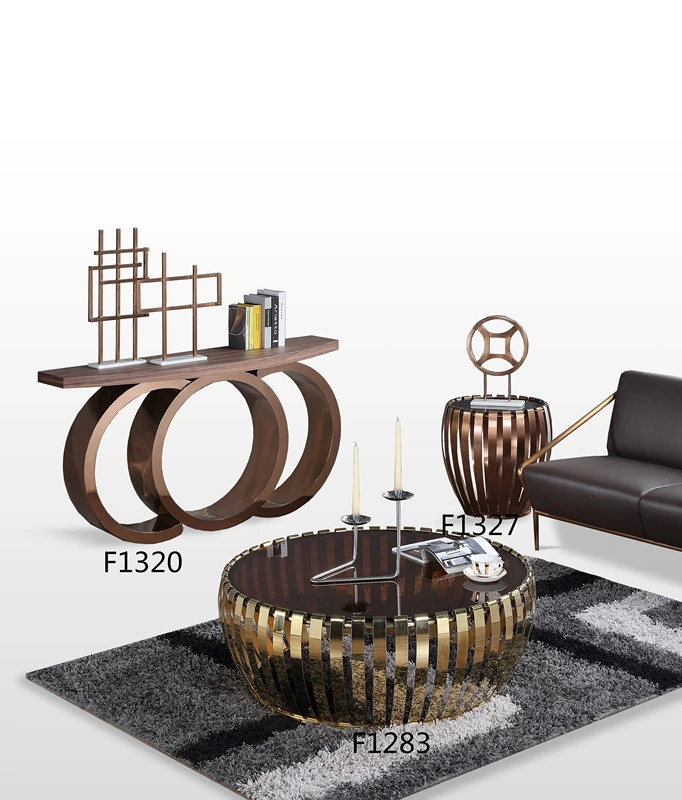 Round Coffee Table for Living Room/Hotel with Stainless Steel Frame