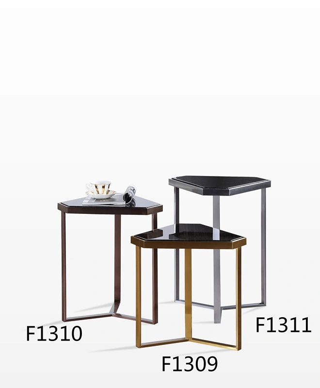 Middle East Modern Gold Stainless Furniture Side Table Coffee Tables with Marble Top
