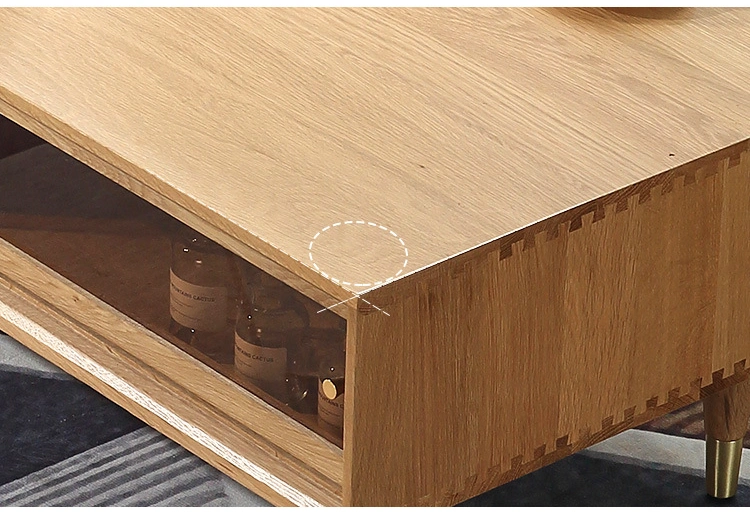 Modern Simple Oak Solid Wood Coffee Table Combination
