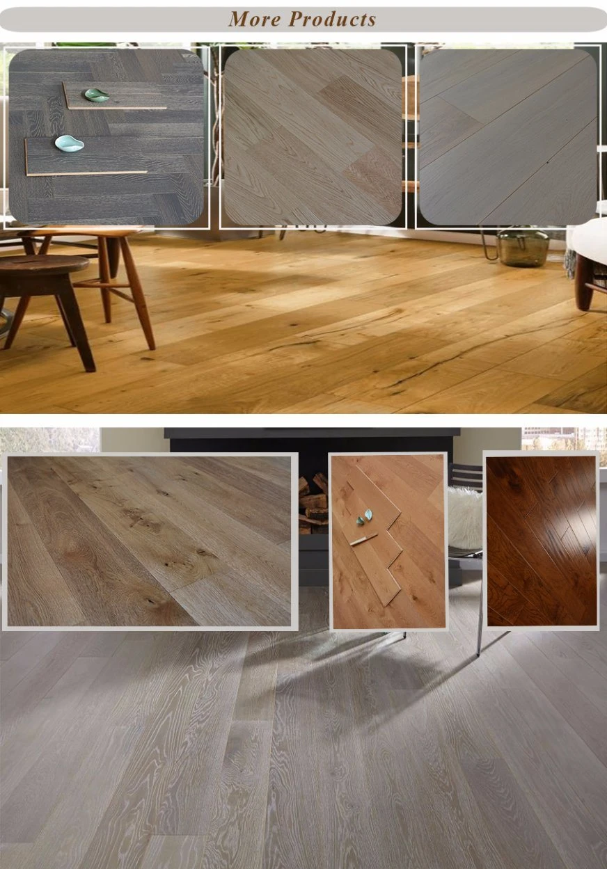 Coffee Color Micro Beveled Brushed Russian Oak Engineered Flooring Parquet Oak Flooring