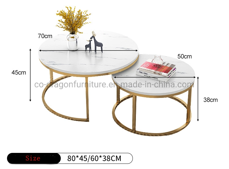 White/Black Marble Top Round Gold Stainless Steel Coffee Table