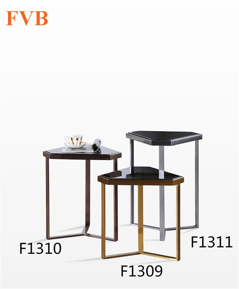 Stainless Steel Coffee Table Sets with Marble Top for Home and Hotel