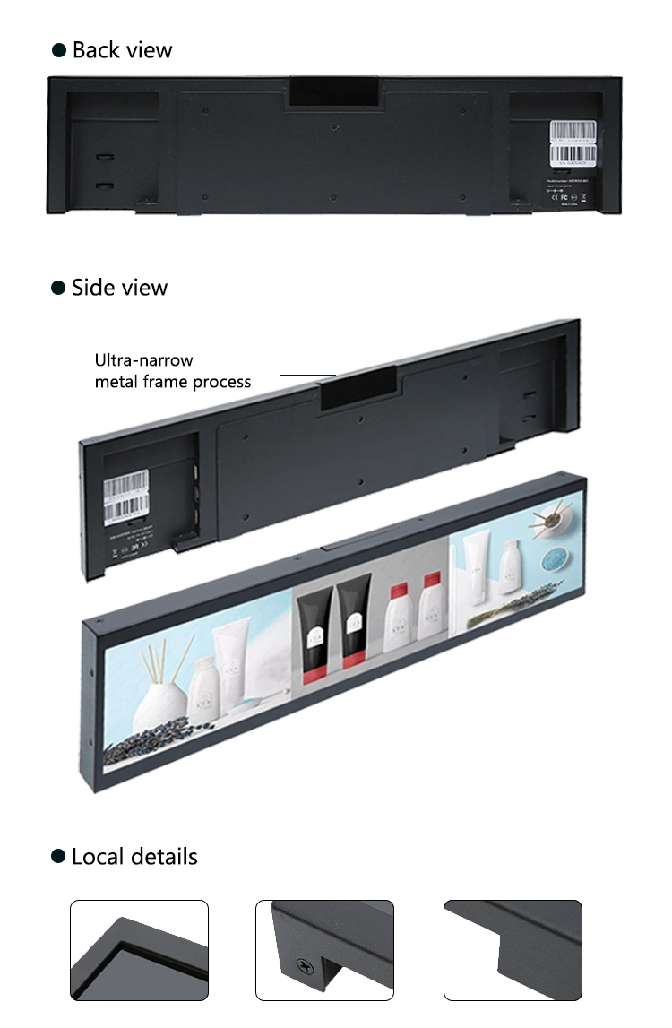 Long Shelf Stretched Screen Bar Supermarket Shelf Digital Signage Display Ad Player