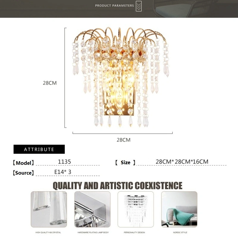 Crystal Wall Lamp Bedroom LED Wall Light Living Room Bathroom Crystal Light Fixture (WH-OR-156)