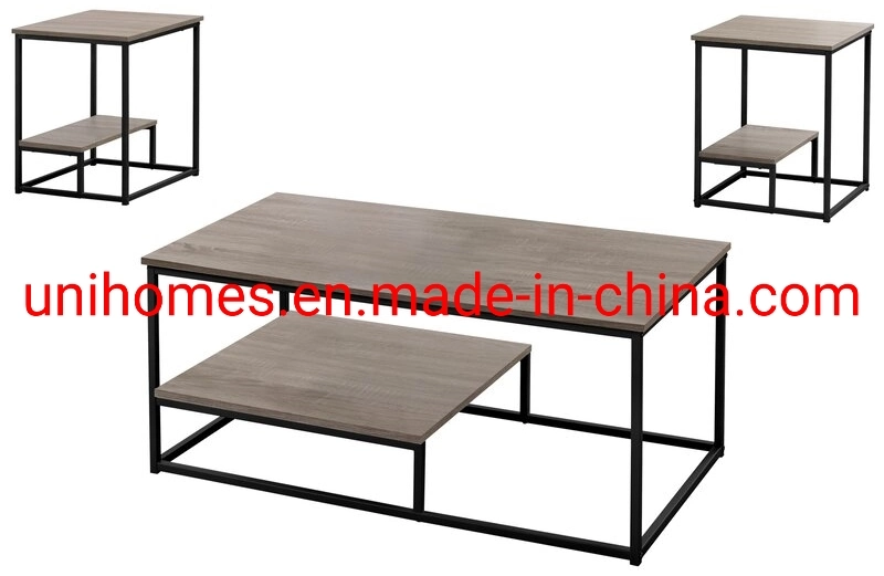 Modern Coffee Table with Storage and Industrial Matte Steel Rectangle Metal