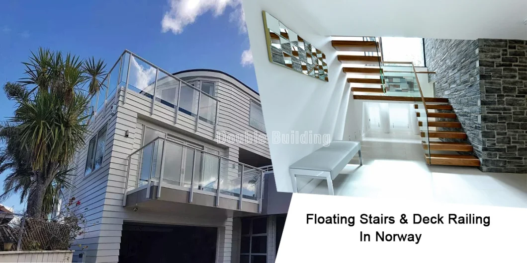 Fashion Glass Tread Floating Staircase with Clear Glass Handrail