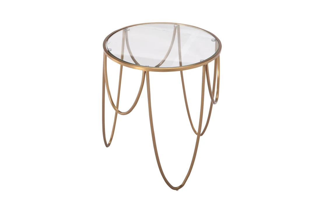 Flash Furniture Greenwich Collection Glass Coffee Table with Matte Gold Frame