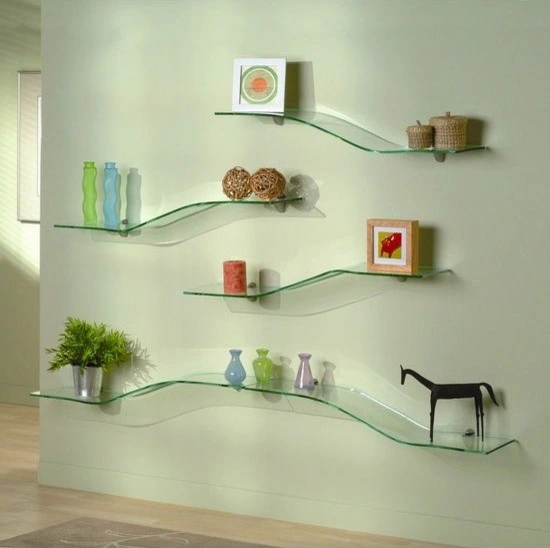 Wall Mounted Decorative Tempered Glass Shelf for Living Room and Bathroom