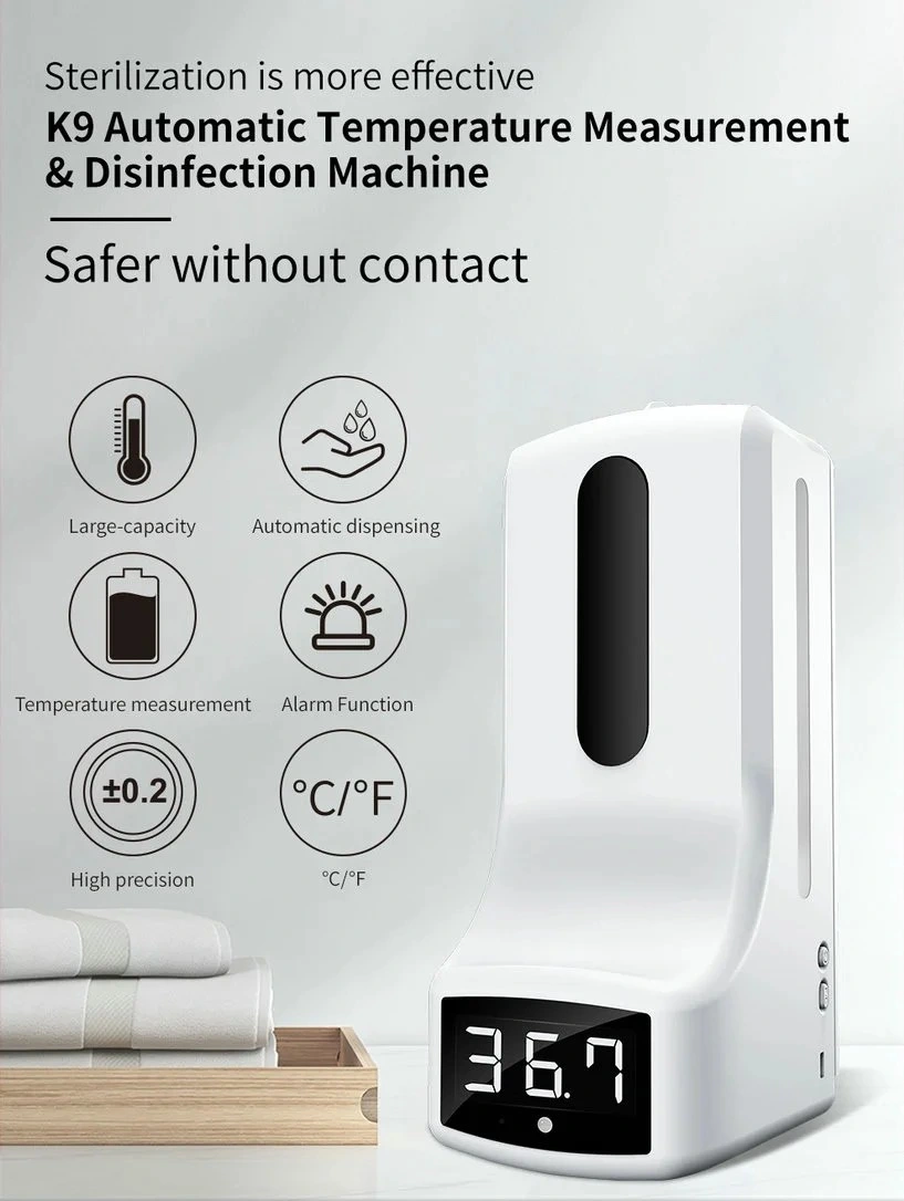 Wholesale Production Bathroom, Kitchen, Hotel, Restaurant, Non-Contact Wall-Mounted 1200ml Alcohol Hand Sanitizer Soap Dispenser