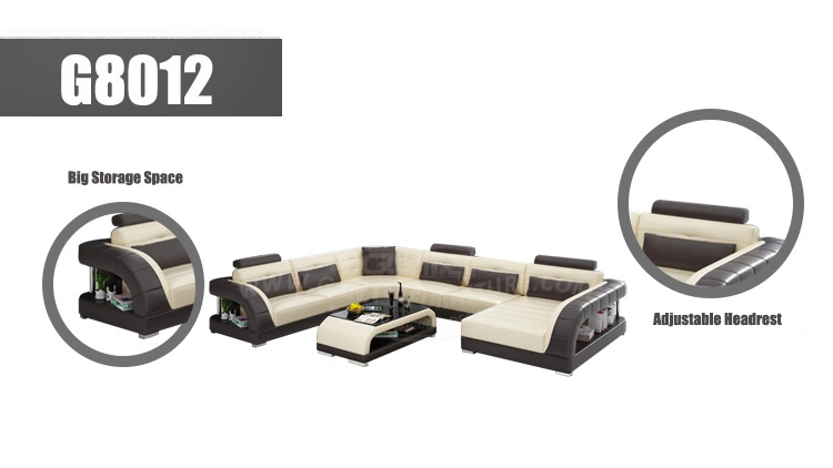 Italy Style Leisure Furniture Leather Sofa Sets with Coffee Table
