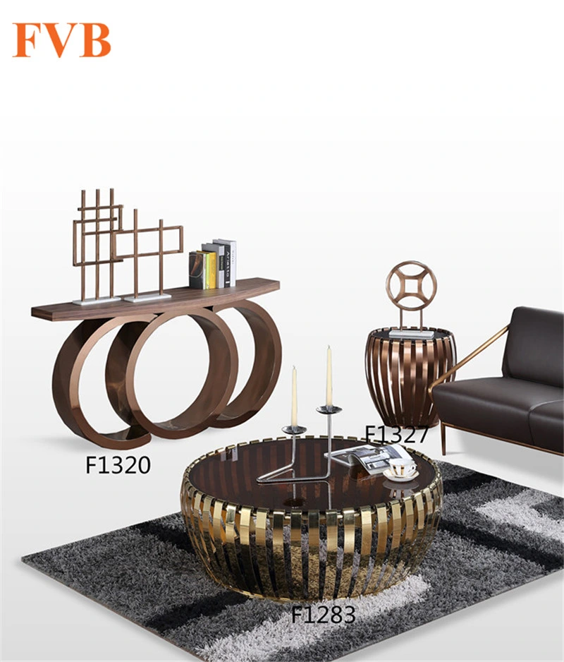 Customized Metal Leg Round Coffee Table with Marble Top