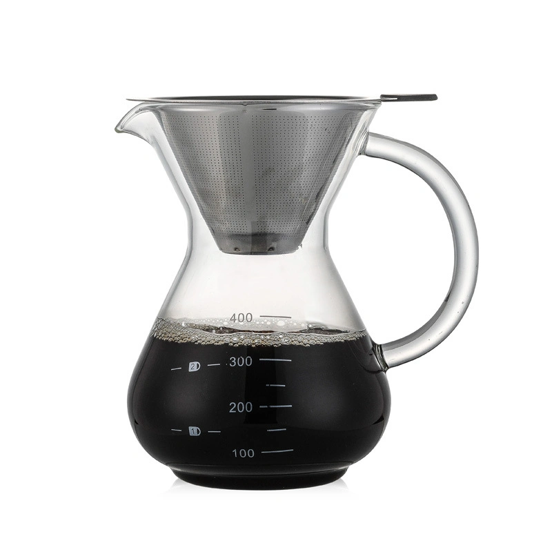 Borosilicate Coffee Maker Glass Pour Over Coffee Maker Sets Drip Coffee Pot with Ss Filter