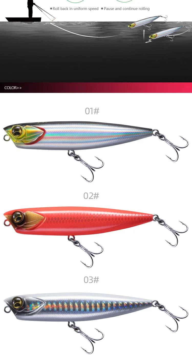 Floating Pencil Topwater Plastic Long Casting Fishing Lure 14G