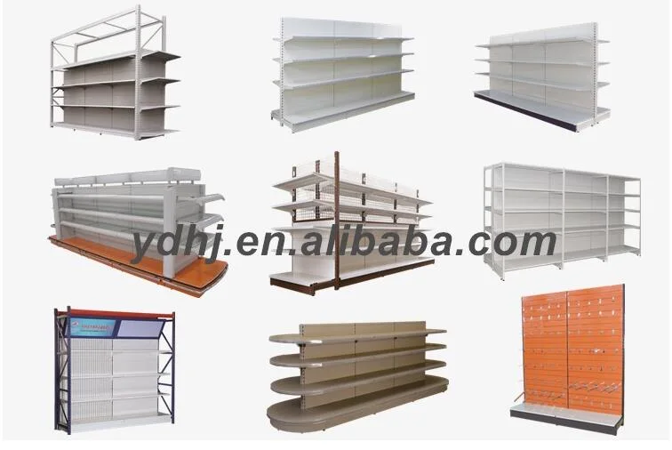 Double Side Metallic Supermarket Product Storage Display Shelves Shopping Floating Shelf