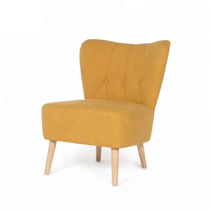 MID Century Style Chair Yellow Fabric High Back Leisure Chair