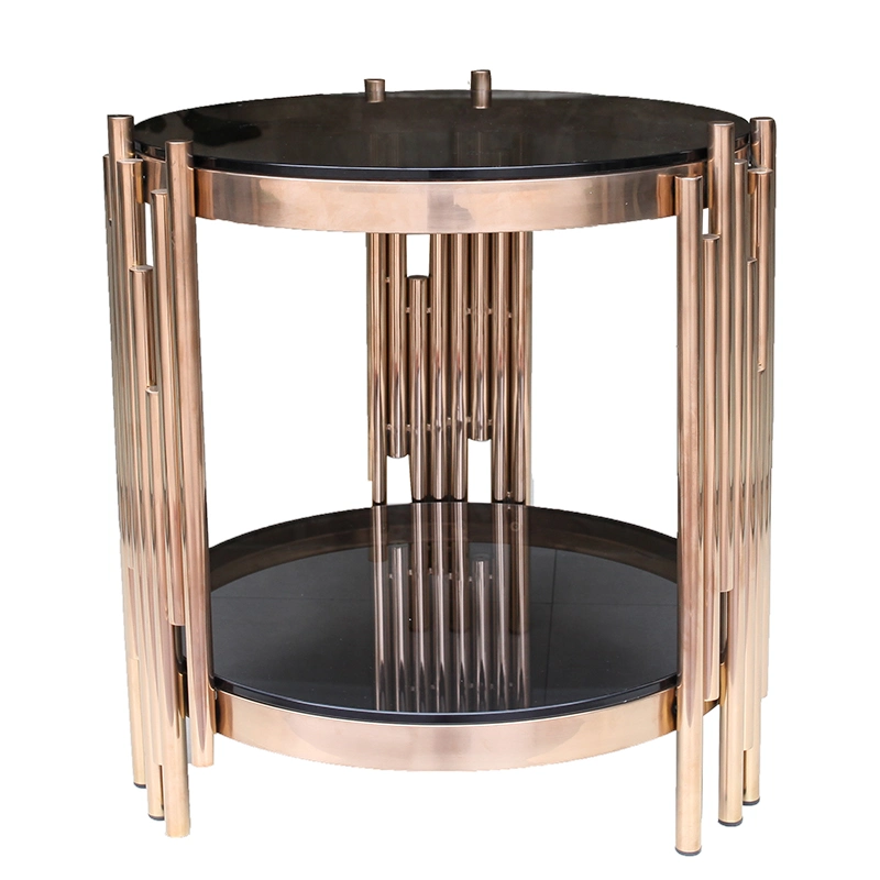 End Table Small Side Tables with Termepred Glass Gold Metal Furniture for Bedroom&Living Room