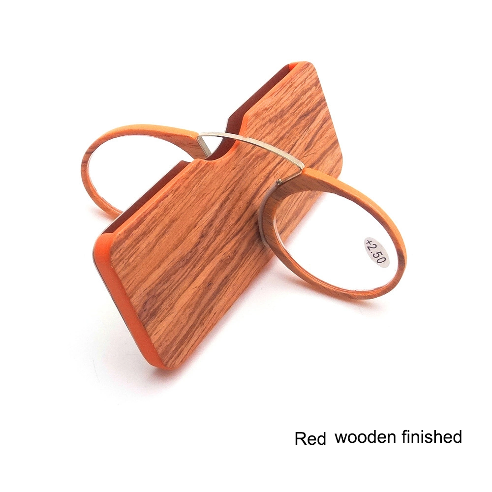 Custom Logo Wooden Finished Striped Thin Reading Glasses Without Frames