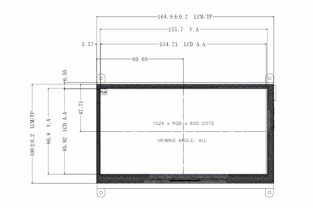 7.0 Inch 1024X600 HDMI&VGA TFT LCD Display with Capacitive Touch Screen for Digital Photo Frames