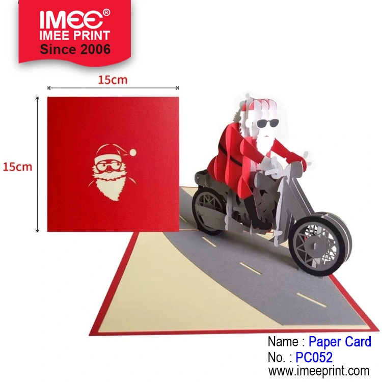 Imee Elegant Christmas Motorcycle Card Bulk Christmas Card Photo DIY Fancy 3D Laser Christmas Gift Card