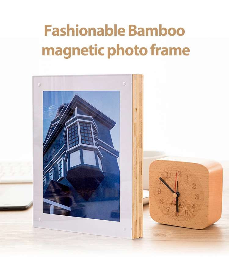 Wholesale Light Fashionable Bamboo Magnetic Photo Frame Wall and Table Decoration