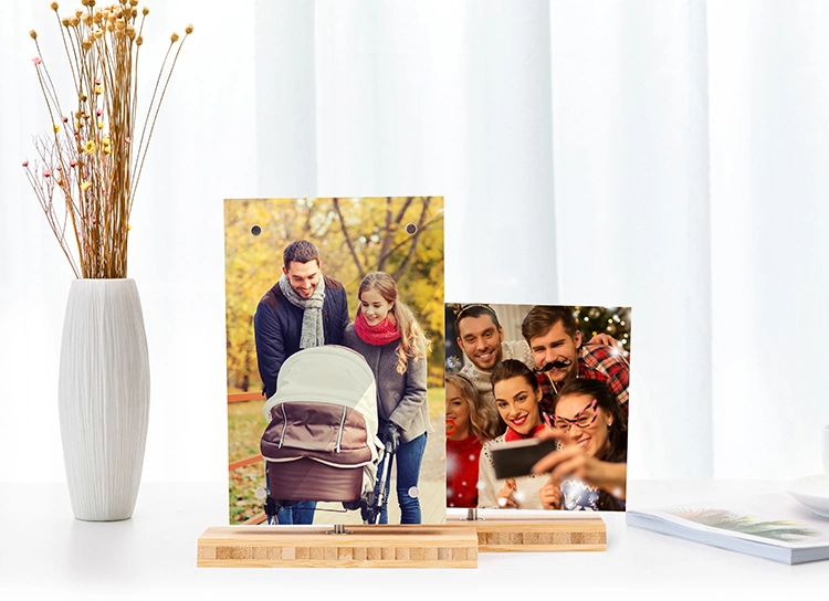 Spinner Double-Side Photo Bamboo Picture Photo Frame for Home Decoration with Certificate