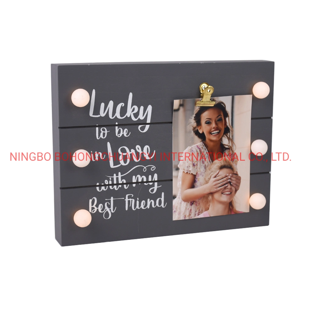 New Design Wooden Clip Photo Frame with LED Light