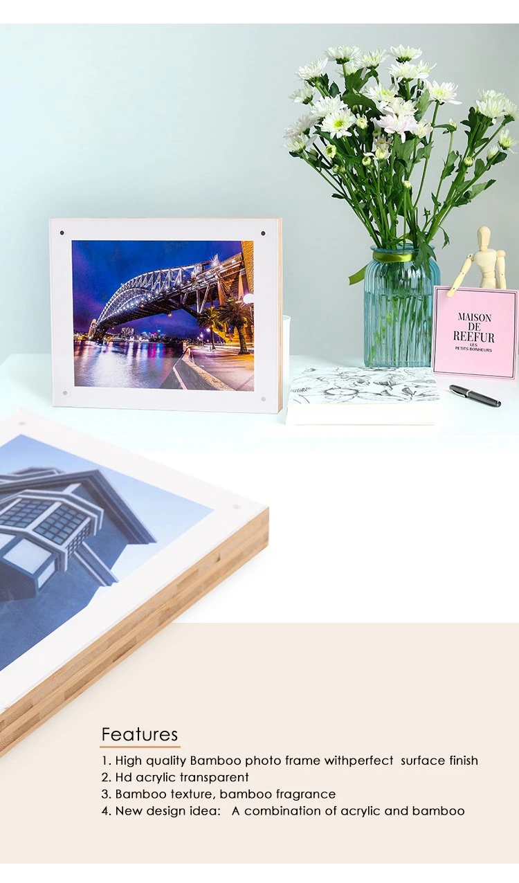 Customized Bamboo Photo Frame with Acrylic for Gift or Promotional