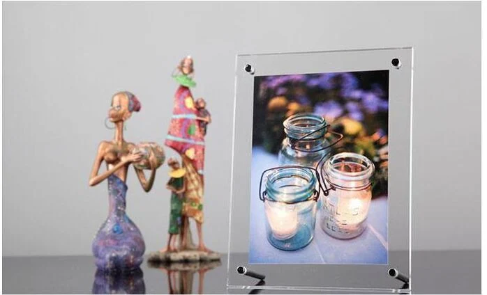 Free Shipping Table Clear Plexiglass Funia Frame Photo with Screw Acrylic Photo Frame for Sale