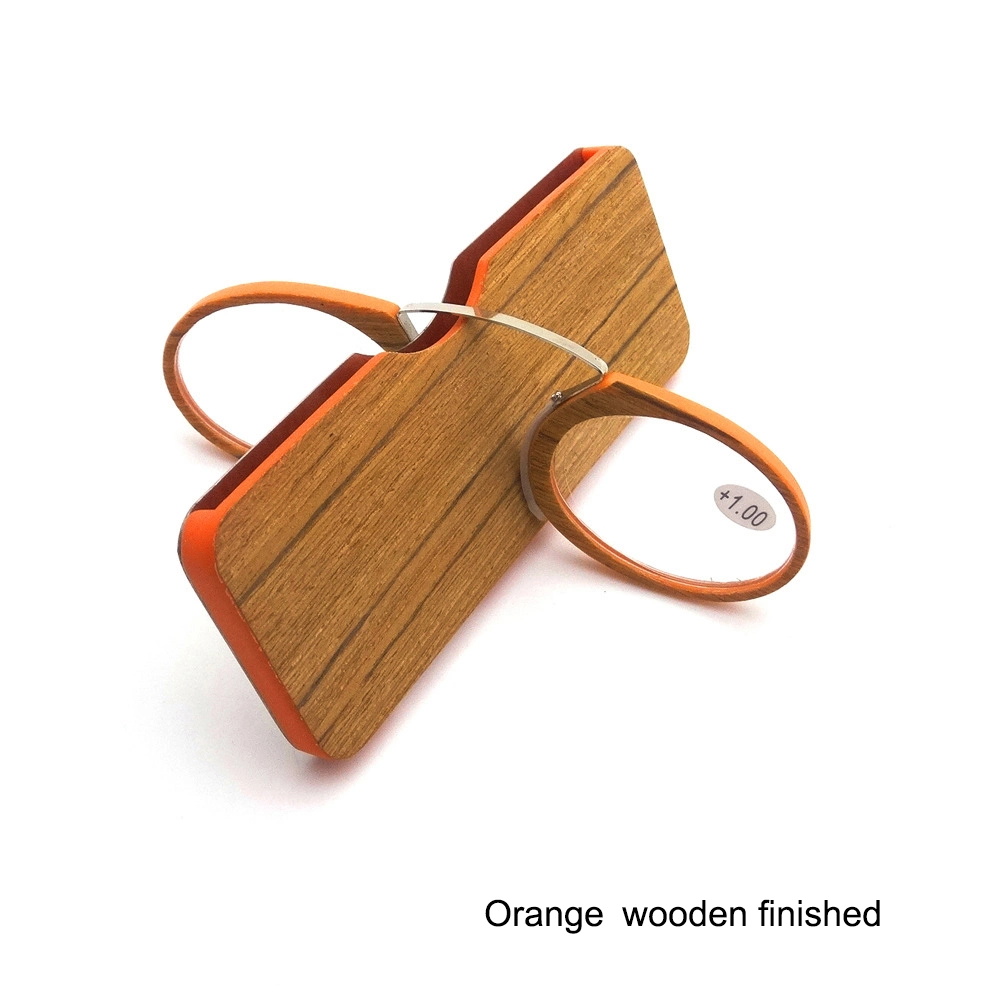 Custom Logo Wooden Finished Striped Thin Reading Glasses Without Frames