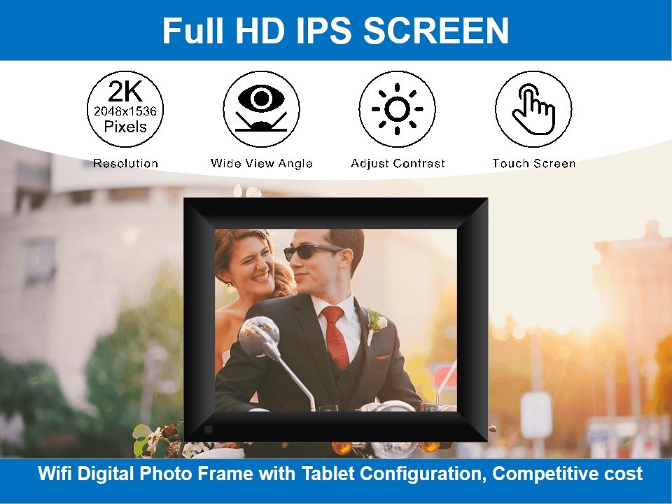 7 Inch 5g Wi-Fi IPS Panel Cote Wholesale Framed Wall Mounted Wood Digital Picture Photo Frames