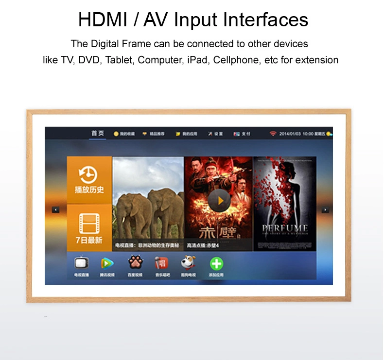 21.5 Inch Digital Photo Frame RoHS Rk3288 10 Point IPS 1920X1080p Digital Signage