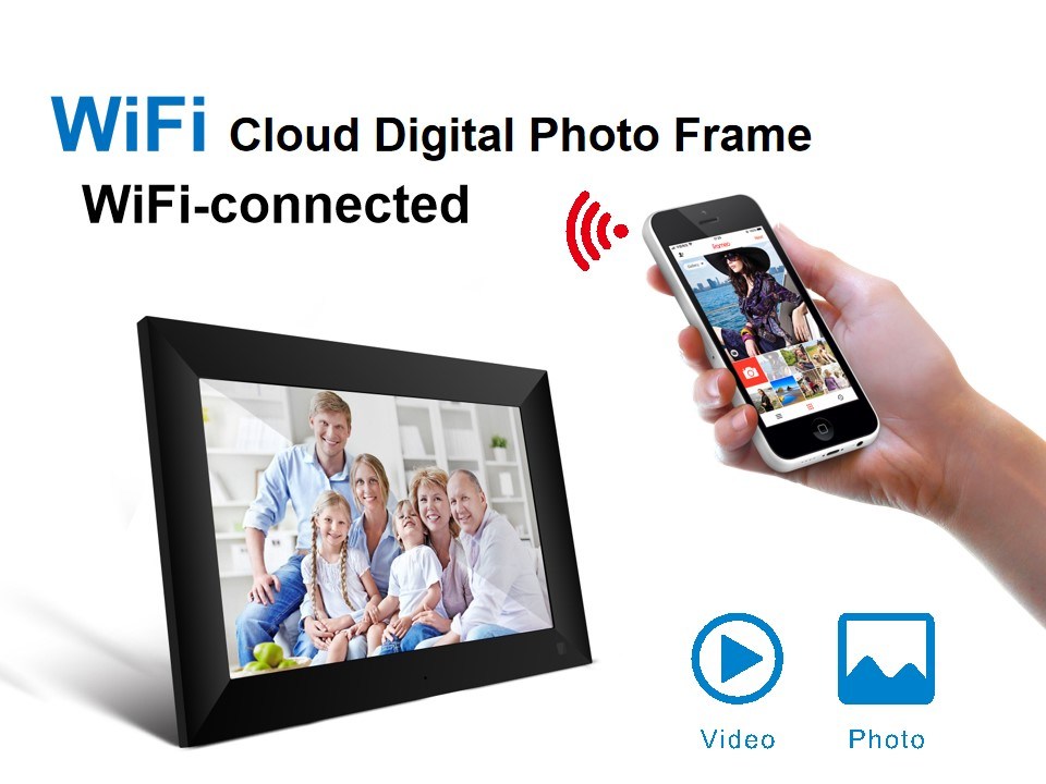 10.1 Inch Free Framoe APP Cloud Sharing Digital Picture Wood Photo Frames
