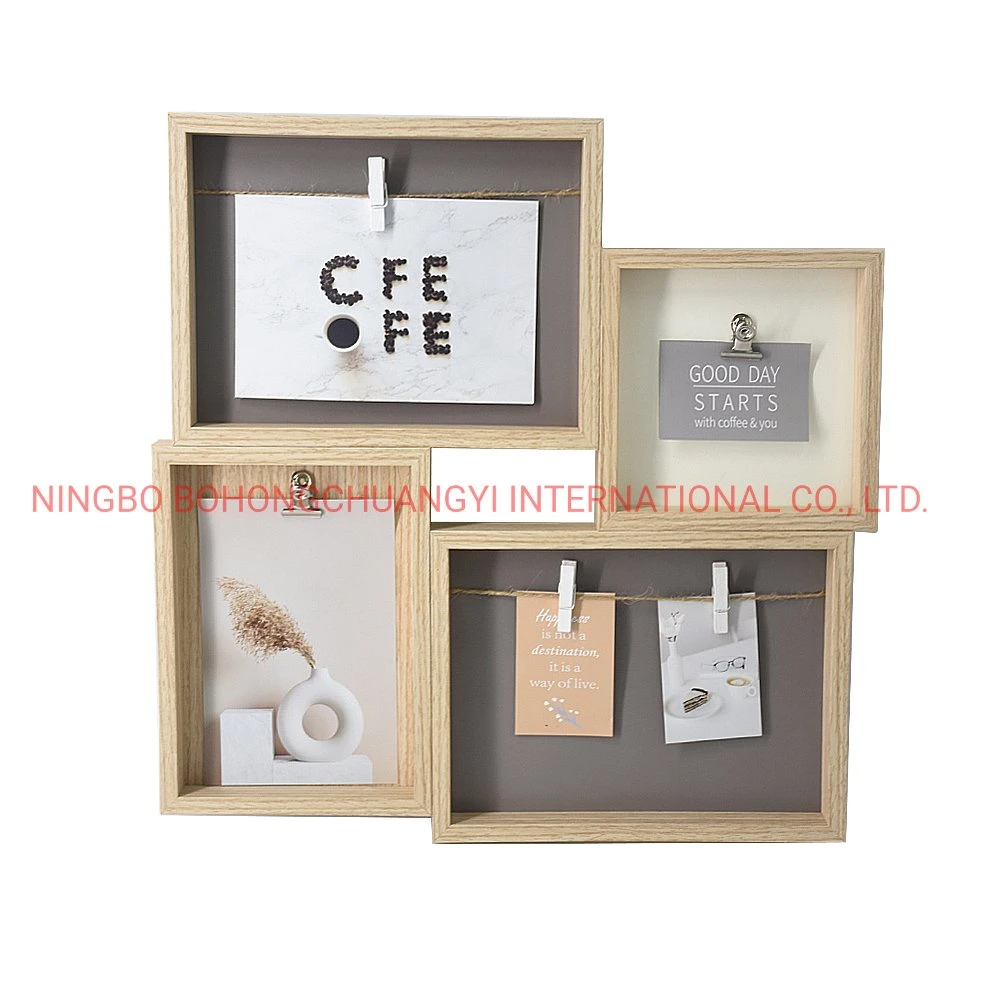 Colorful MDF Clips Photo Frame for Multiple Photos