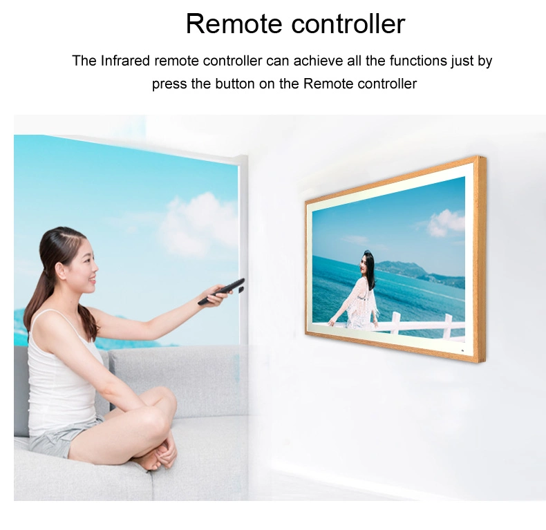 32 Inch Electric Photo Frame WiFi Download HD Digital Photo Frame Big Size Digital Picture Wood Frame for Smart Wall Art Decor