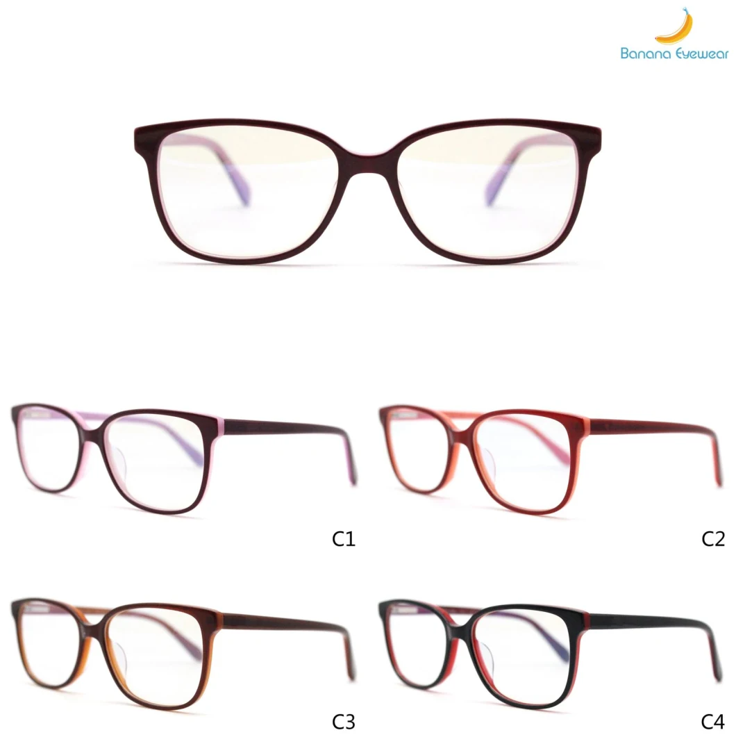 Classic Oval Acetate Eyewear Frames for Women with Ce Certificate