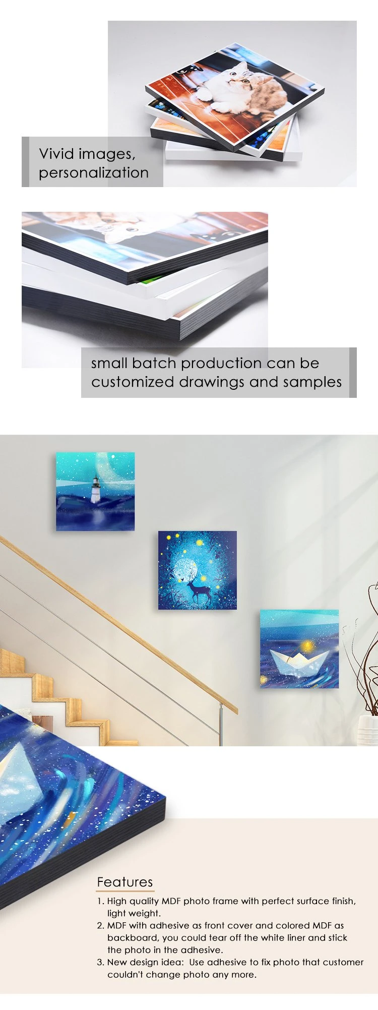 New Product Ideas 2021 Wholesale Photo Collage Posters Wall Sticker 8X8 Photo Frames
