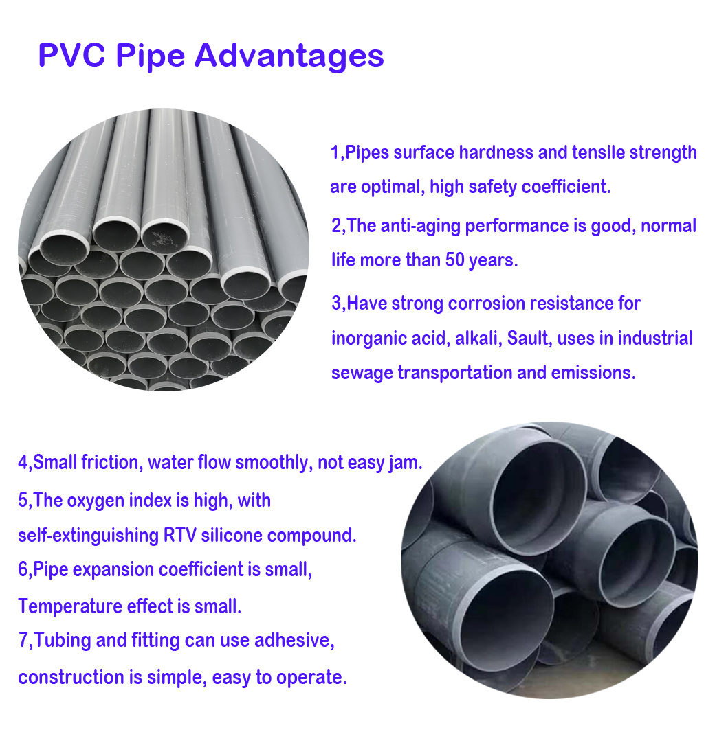 Grey /White PVC /UPVC Pipes for Water Supply Drainage Irrigation