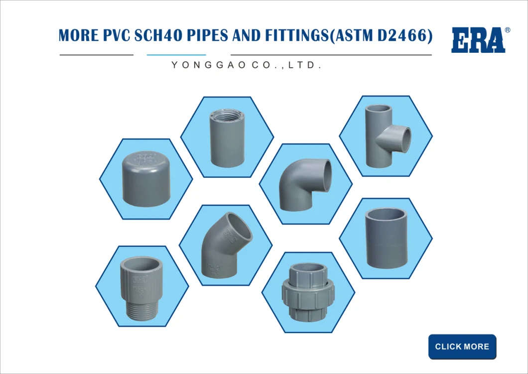 Era Made in China NSF Certified UPVC/PVC/Plastic/Pressure Pipe Fitting Sch40 Cross Tee