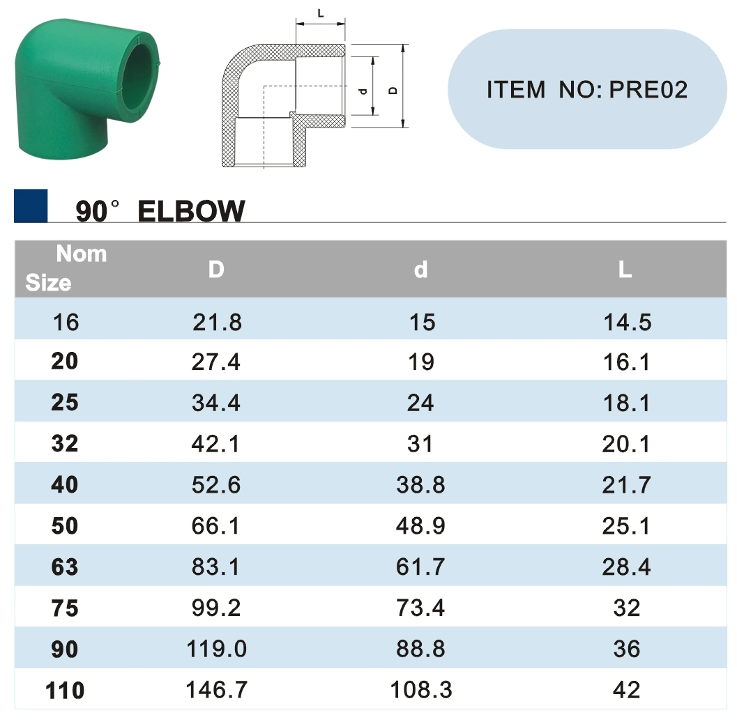 Era Piping Systems PPR Pipe Fitting 90° Elbow (DIN8077/8088)