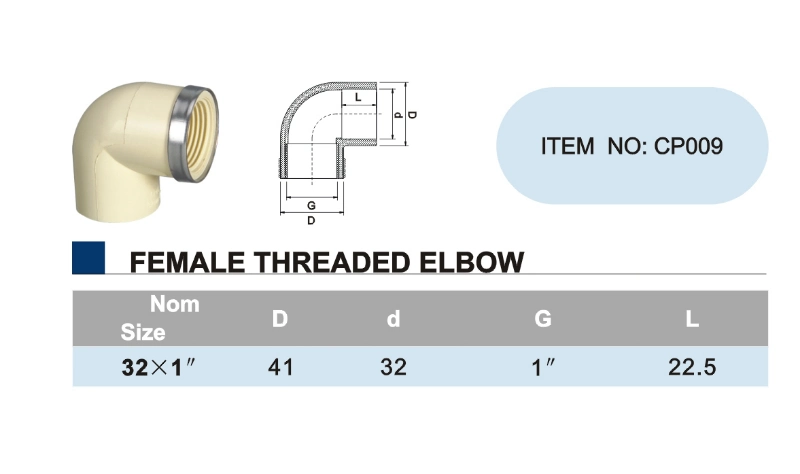 Era DIN CPVC NSF Fitting Female Thread 90 Elbow