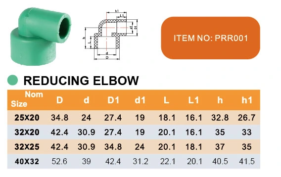 Era Piping Systems (DIN8077/8088) Dvgw Certificate PPR Pipe Fitting Reducing Elbow