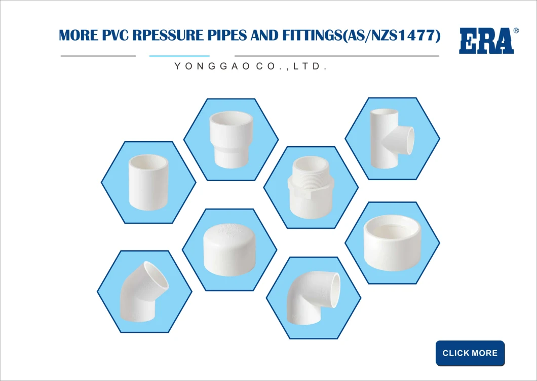 Era Plumbing/Piping Systems Plastic/PVC Pipe Fitting Standard AS/NZS1477 with Watermark Certificate